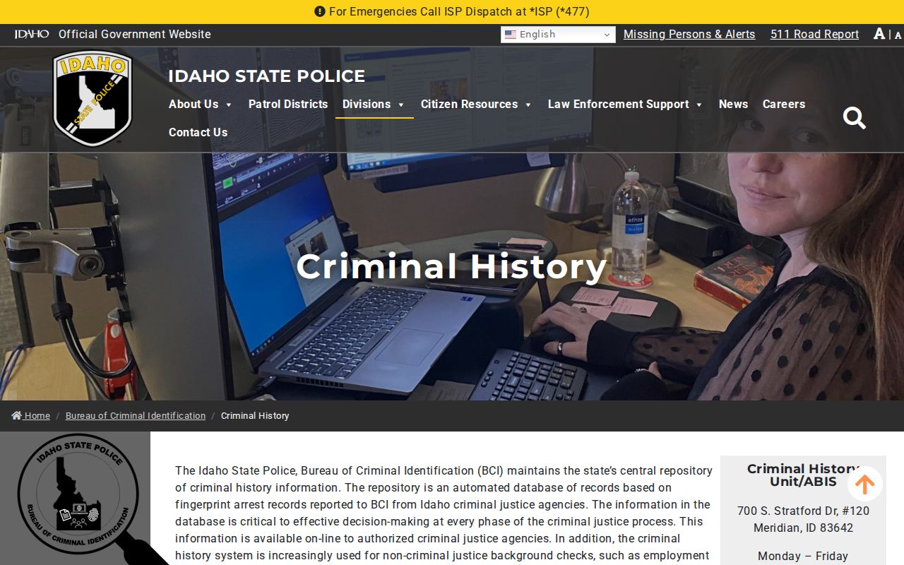 Franklin County arrest history and Idaho BCI repository