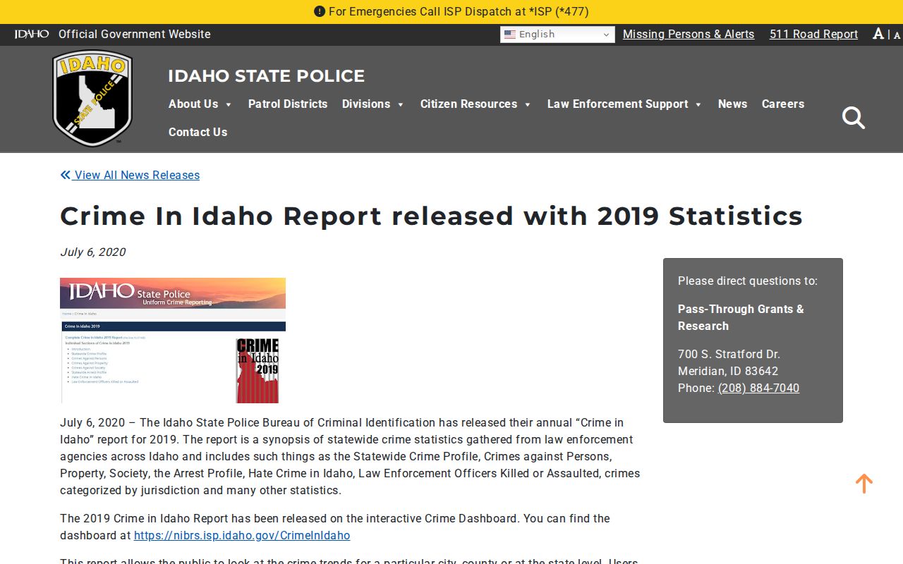 Preston criminal records Crime in Idaho report dashboard