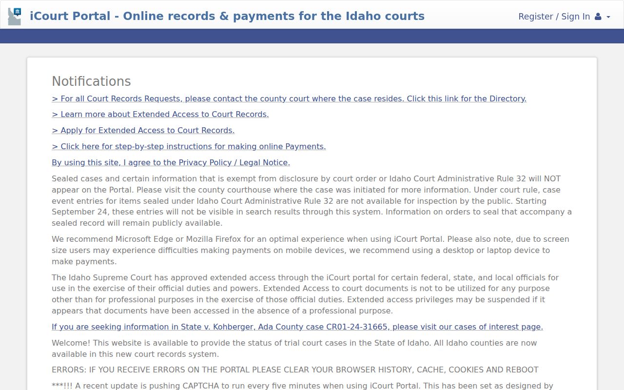 Franklin County court case lookup in Idaho iCourt