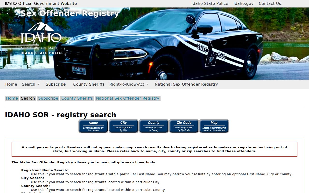 Franklin County sex offender registry search modes