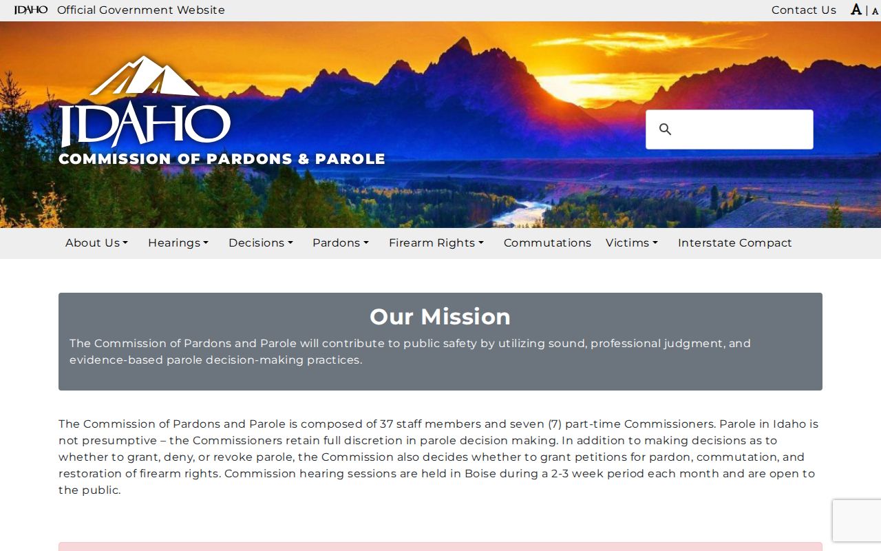 Idaho Commission of Pardons and Parole official website